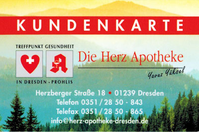 Kundenkarte der Herz-Apotheke Prohlis